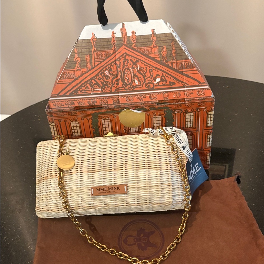 MME. MINK Kelly Clutch with Gold Chain